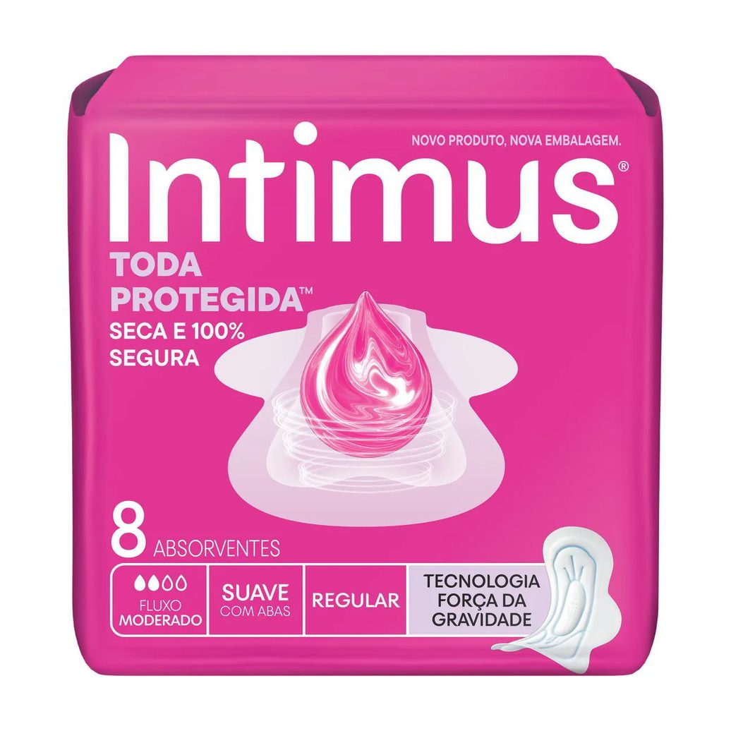 Absorvente Intimus Toda Protegida Cobertura Suave com Abas 8 unidades