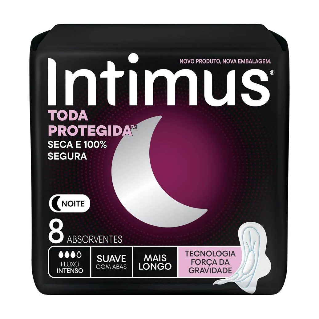 Absorvente Intimus Noturno Toda Protegida Com Abas Cobertura Suave 8 unidades
