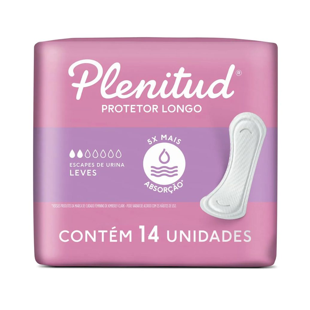 Protetor Diário Feminino Plenitud Protetor Longo Escapes Leves a Moderado 14 unidades