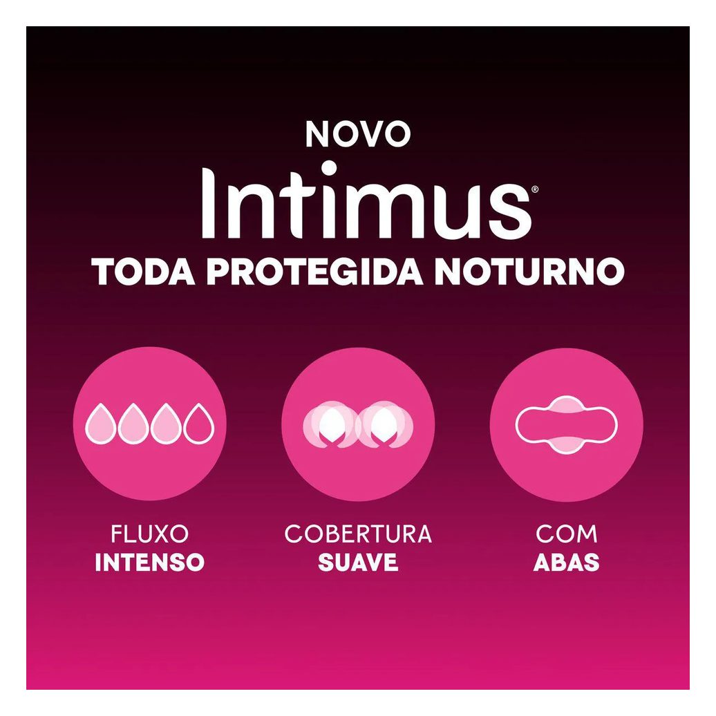 Absorvente Intimus Noturno Toda Protegida Cobertura Suave Com Abas 16 unidades
