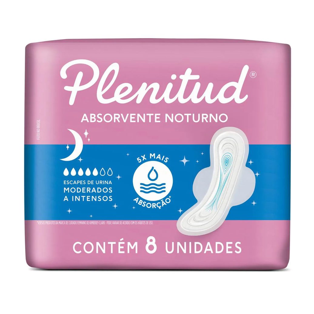 Absorvente Feminino Plenitud Femme Noturno Absorção Leve a Moderada 8 unidades