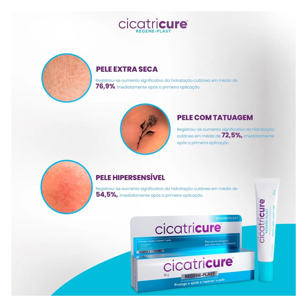 Creme Hidratante Reparador Rosto e Corpo Cicatricure Regeneplast Pantenol e Vitamina E 30g