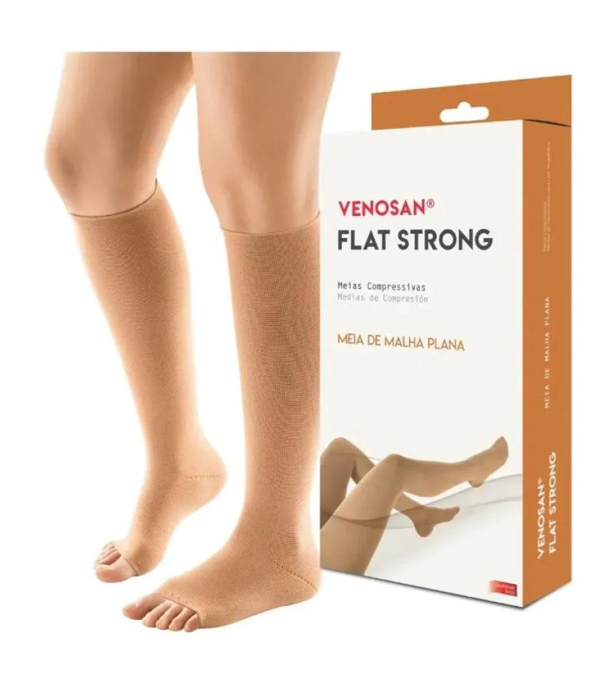 Meia de Compressão Flat Strong Ad Panturrilha 3/4 Malha Plana 30-40mmhg - Venosan P