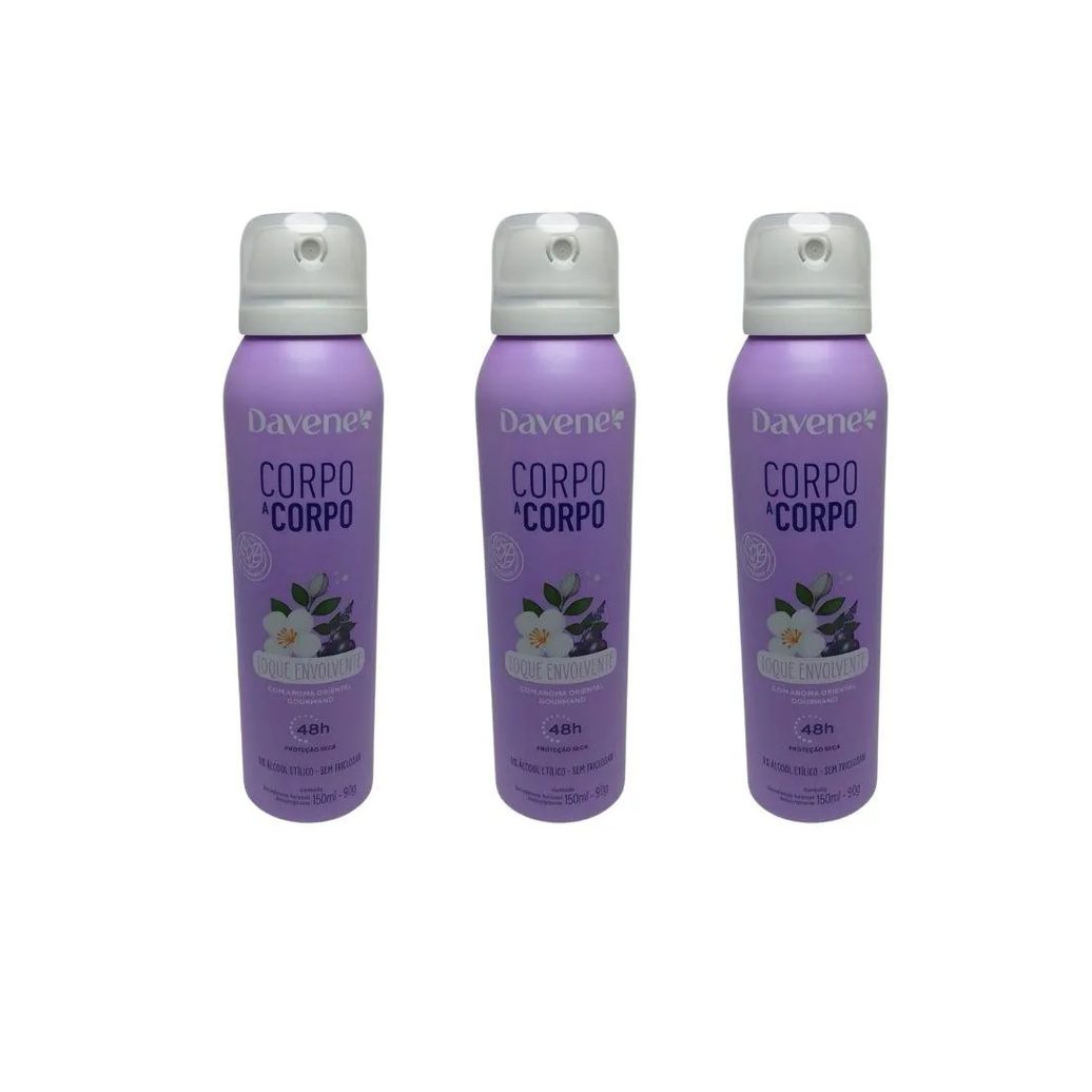 Desodorante Aero Davene Corpo a Corpo Env 150ml-kit C/3Un
