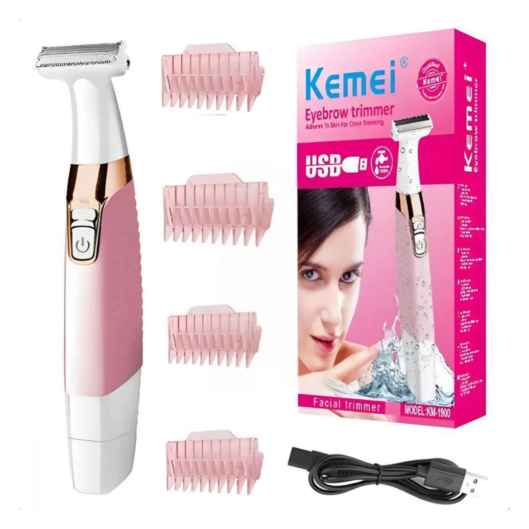 Depilador Elétrico Feminino Multifunção Recarregável Lavável Kemei Bivolt