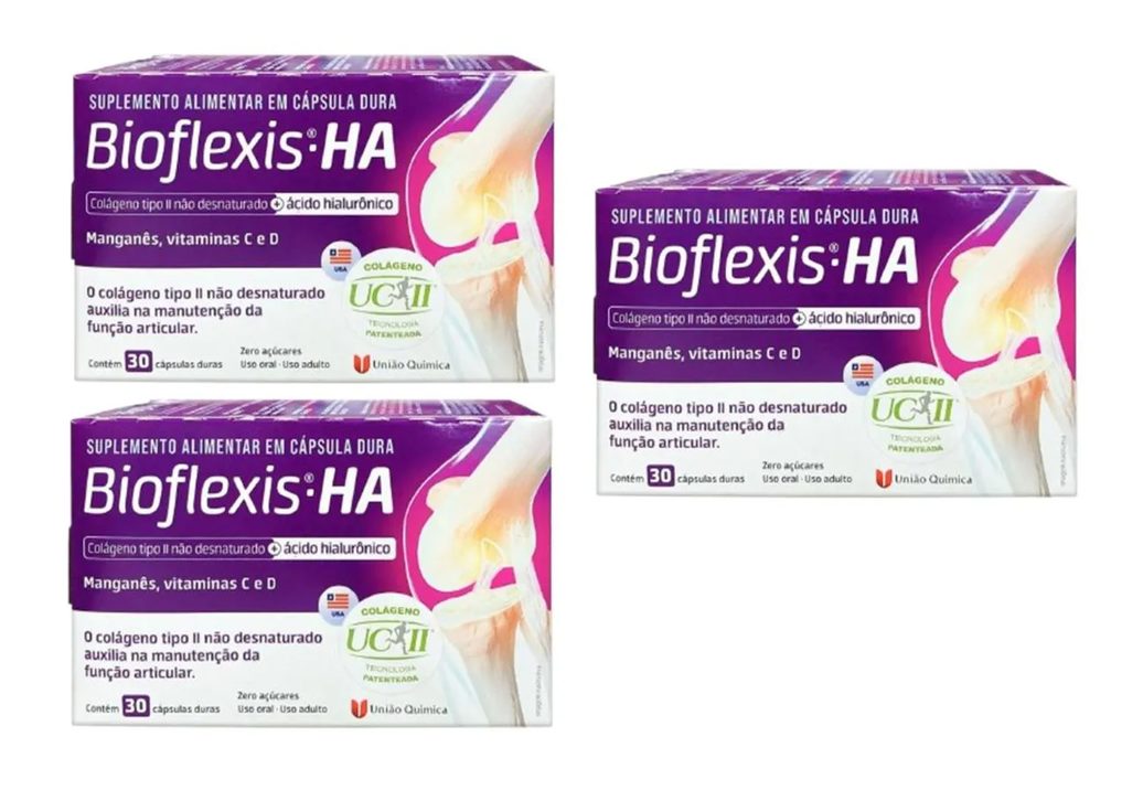 Kit 3 Bioflexis Ha Colágeno Tipo Ii C/30 Cáp