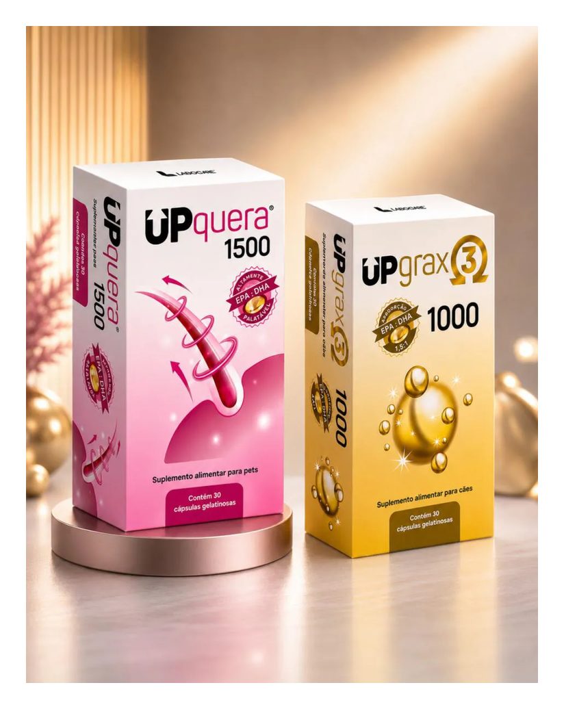 Kit Upquera 1500 + Upgrax 3 1000 Ômega 3 Epa Dha Pele Saudável Pelo Forte Cães & Gatos