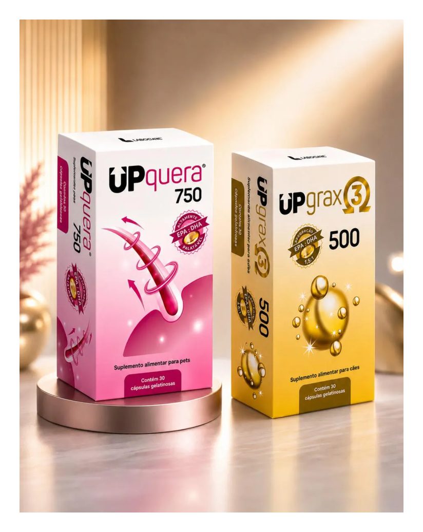 Kit Upquera 750 + Upgrax 3 500 Ômega 3 Epa Dha Pele Saudável Pelo Forte Cães & Gatos