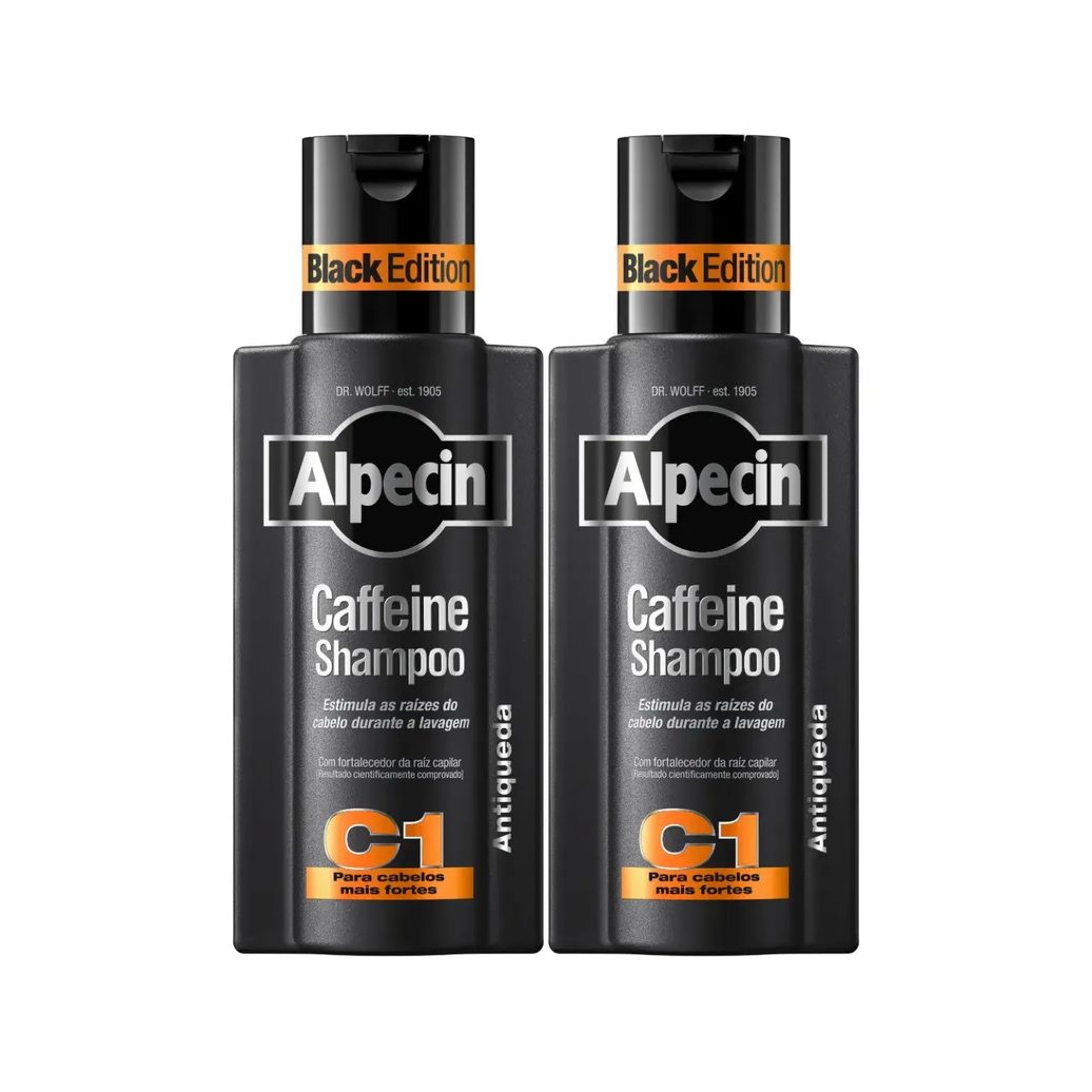 Kit Shampoo Antiqueda Alpecin Caffeine Black Edition 250ml 2 unidades