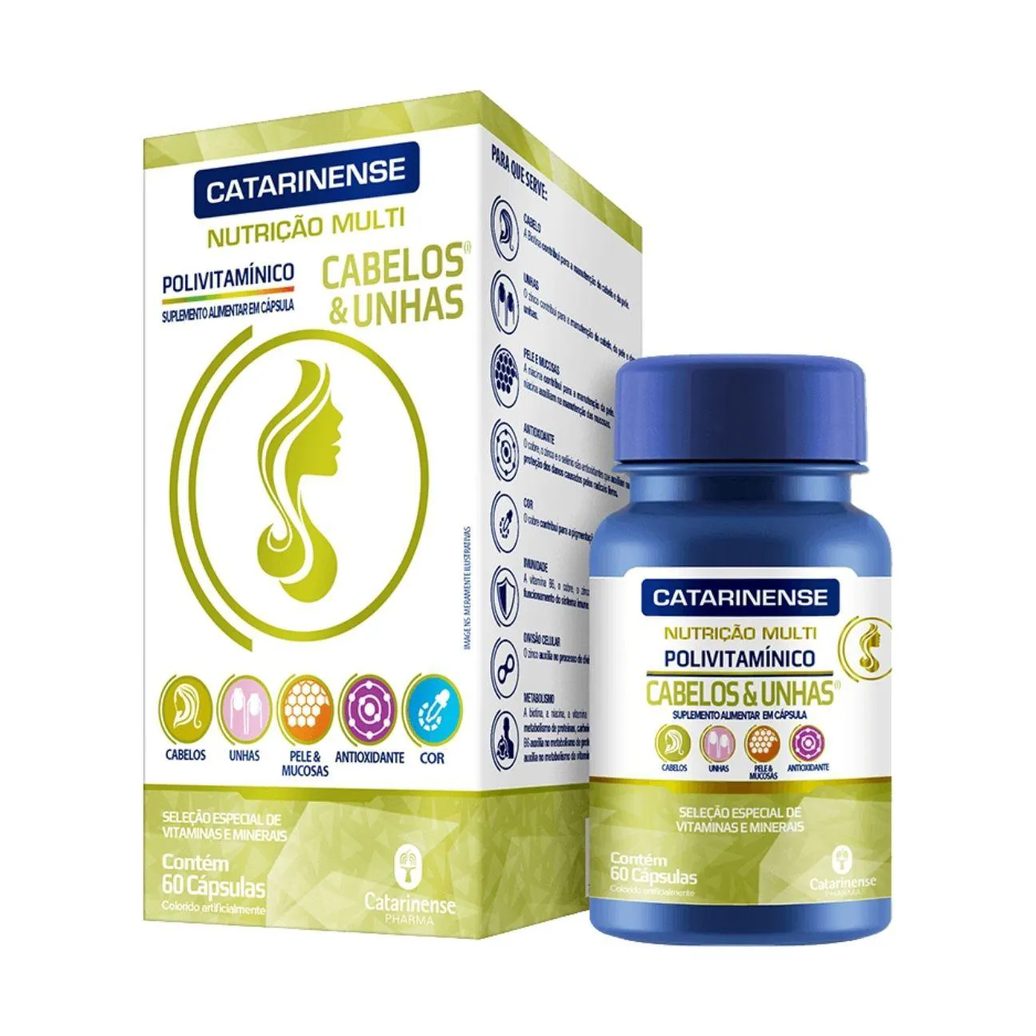 Nutricao Multi Polivitaminico Cabelos Unhas 60 Capsulas Catarinense Natural