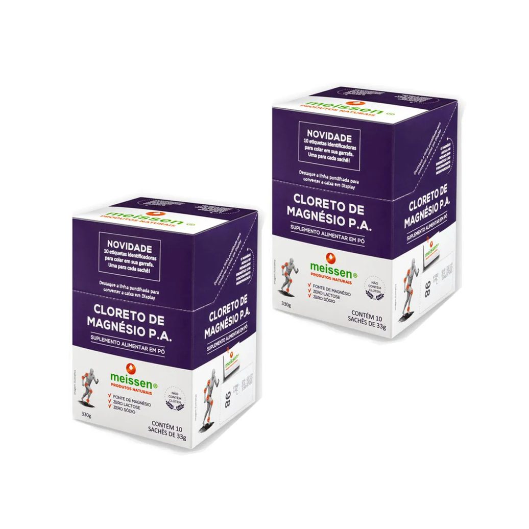 Kit 2un Cloreto de Magnésio P.a. Display 10 Sachês de 33g Meissen sem Sabor