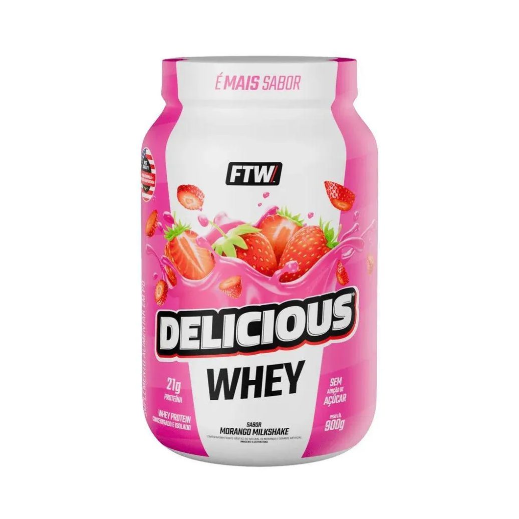 Delicious Whey (900g) - Sabor: Morango Milkshake