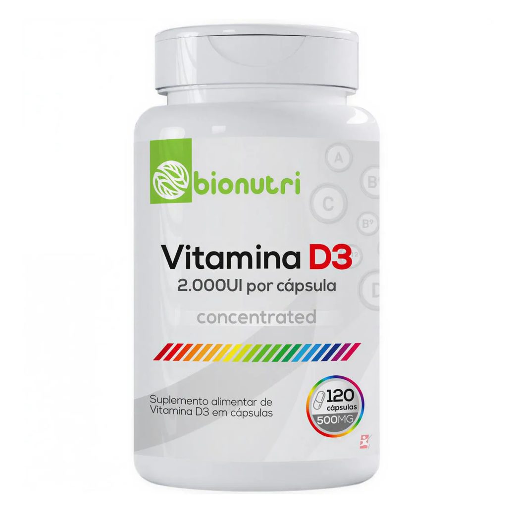 Vitamina D3 2000ui Concentrada Colecalciferol 1 ao Dia 120 Cápsulas - Bionutri