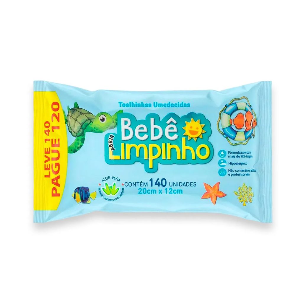Toalhas Umedecidas Bebê Limpinho Cimed 140 Unidades