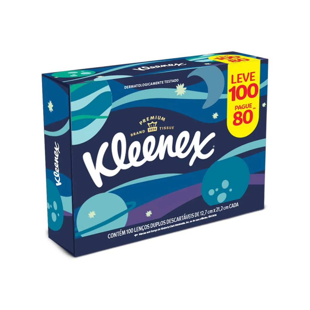 Lenço de Papel Kleenex com 100 Unidades