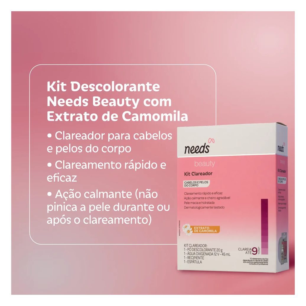 Kit Descolorante de Pelos Needs Beauty Extrato de Camomila