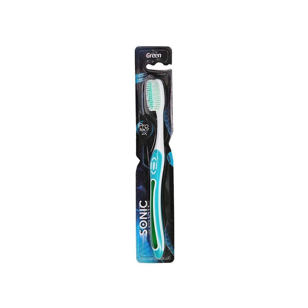Escova Dental Azul Adulto Sonic Média Green