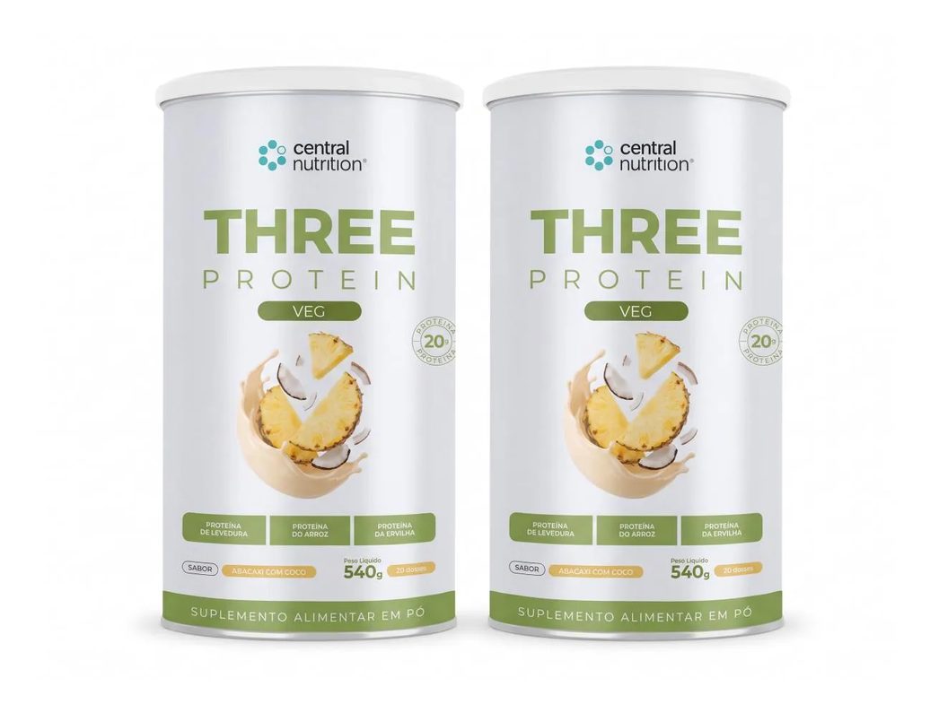 Kit 2x Suplemento Whey Protein Vegano Three Protein Vegan 540g - Central Nutrition Café