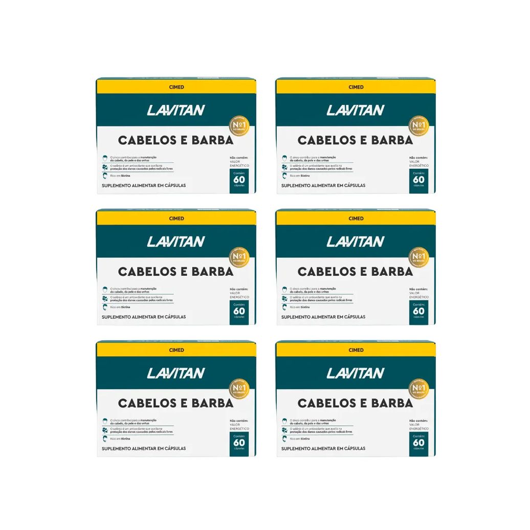 Kit 6 Suplemento Lavitan Cabelos e Barba com 60 Cáps - Cimed
