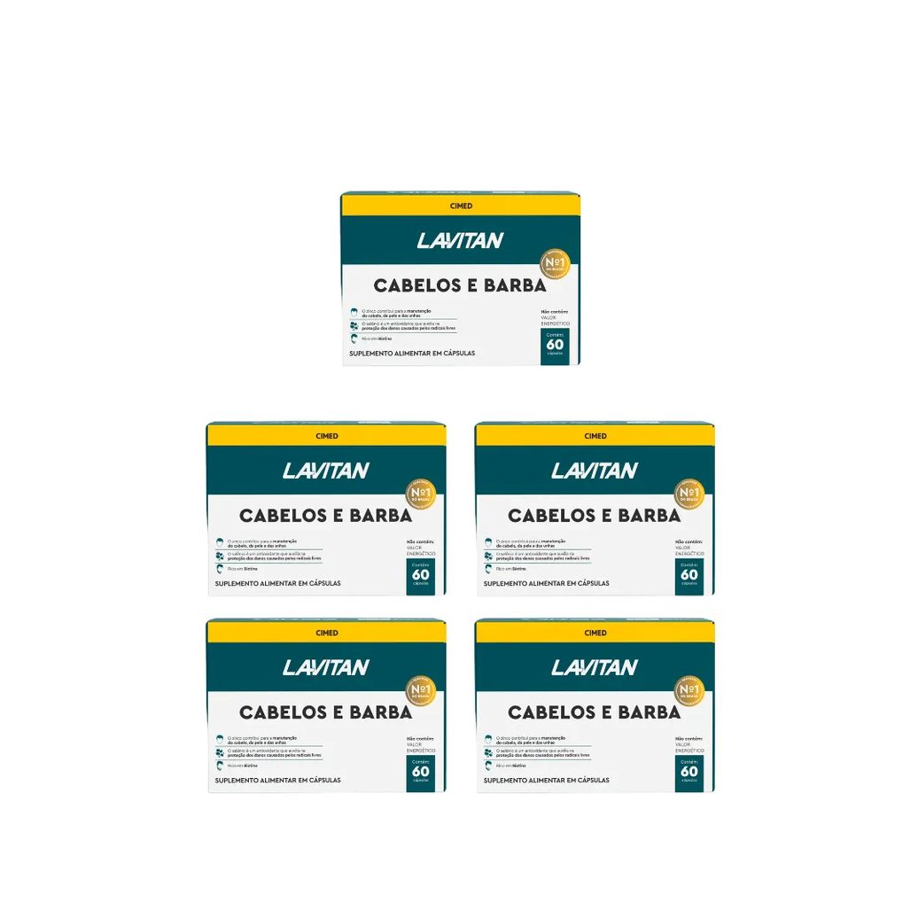 Kit 5 Suplemento Lavitan Cabelos e Barba com 60 Cáps - Cimed