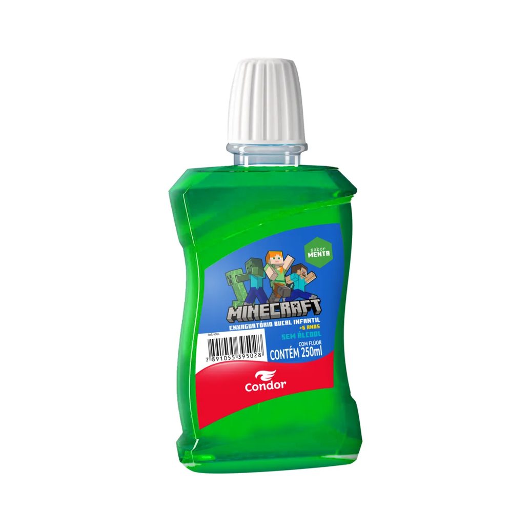 Enxaguante Bucal Infantil Condor Minecraft Zero Álcool Sabor Menta 250ml