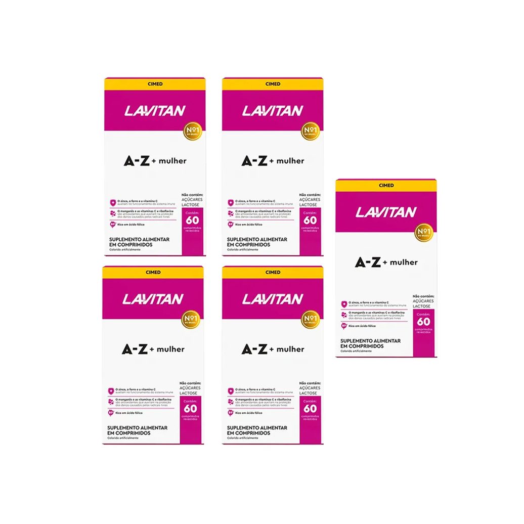 Kit 5 Lavitan A-Z Mulher Suplemento 60 Cápsulas - Cimed