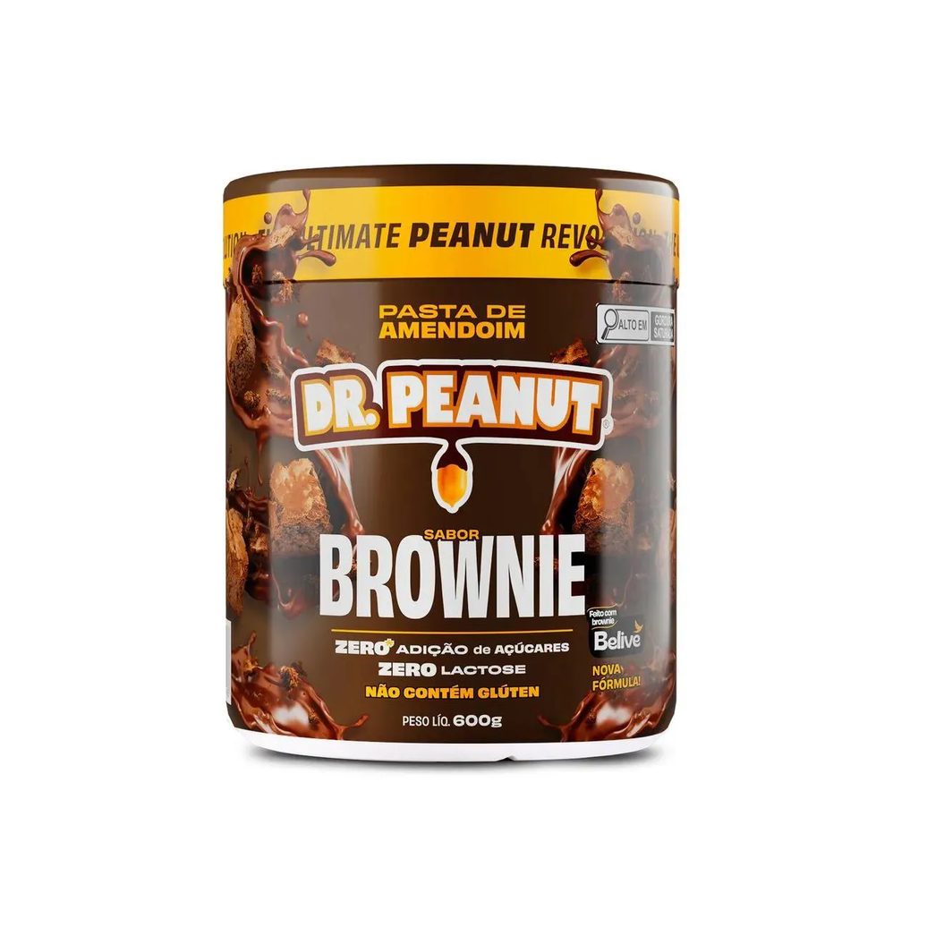 Pasta de Amendoim Sabor Brownie com Whey Protein Dr. Peanut 600g