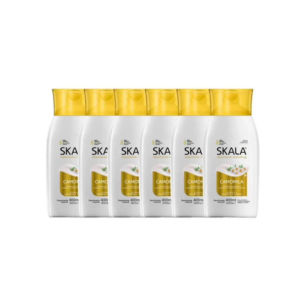 Kit 6 Loção Creme Hidratante Corporal Camomila Vegano Skala