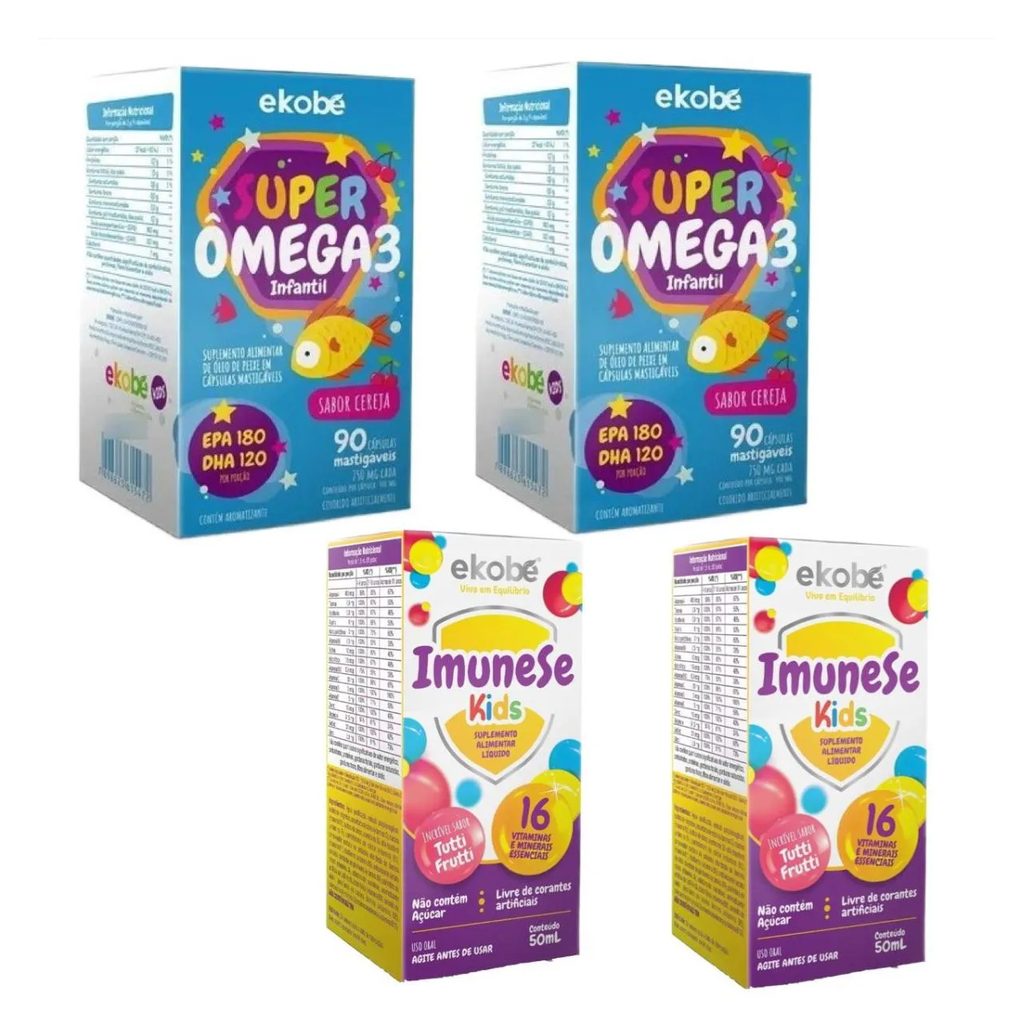 2x Super Ômega 3 + 2x Imunese Kids 16 Vitaminas – Ekobé Kids