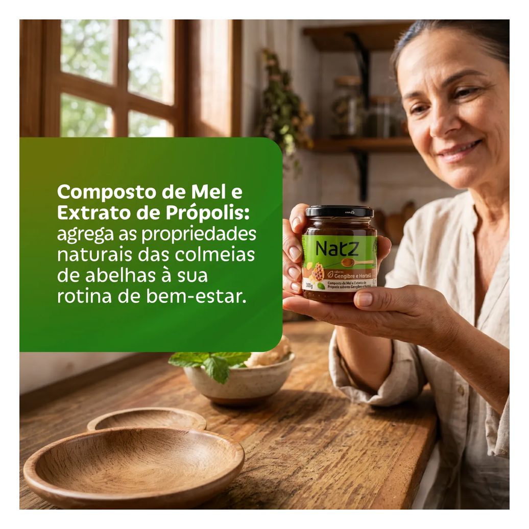 Composto de Mel e Própolis Natz Gengibre e Hortelã 300g