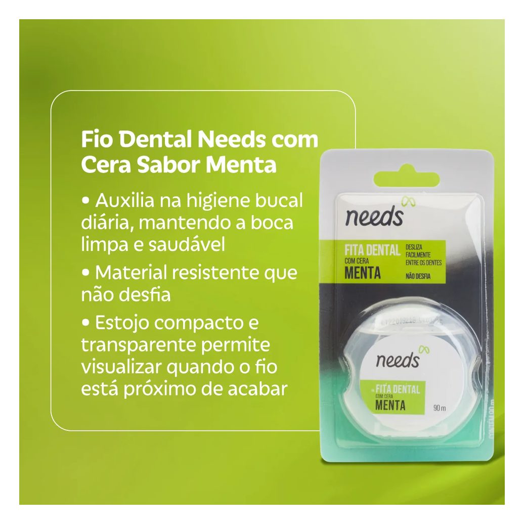 Fita Dental Needs com Cera Menta 90m