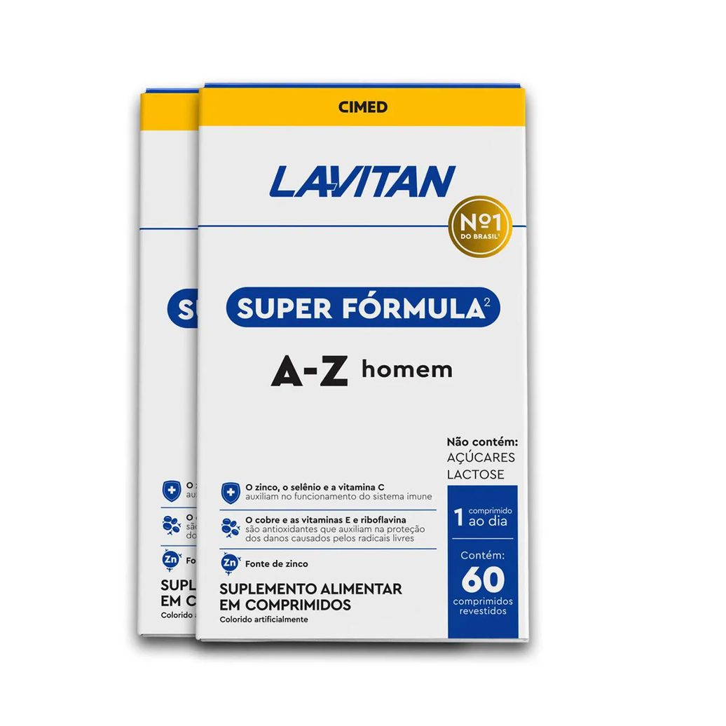 Kit 2 Multivitamínico Homem Lavitan 60 Comprimidos