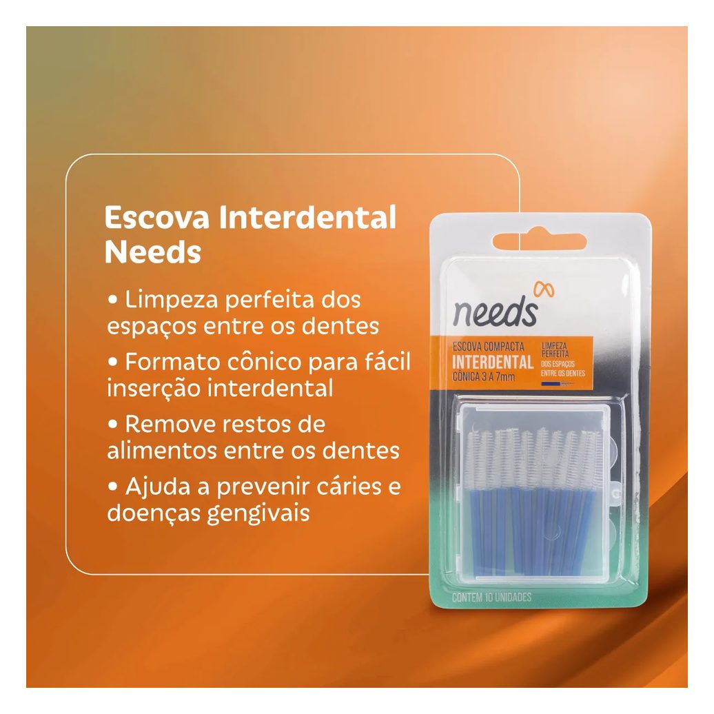 Escova Interdental Needs Cônica 3 a 7mm 10 Unidades