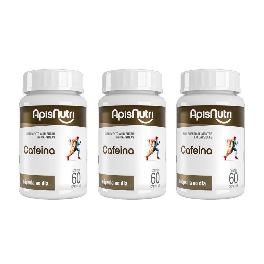 Kit 3 Suplemento Alimentar Cafeina 60 Cápsulas - Apisnutri