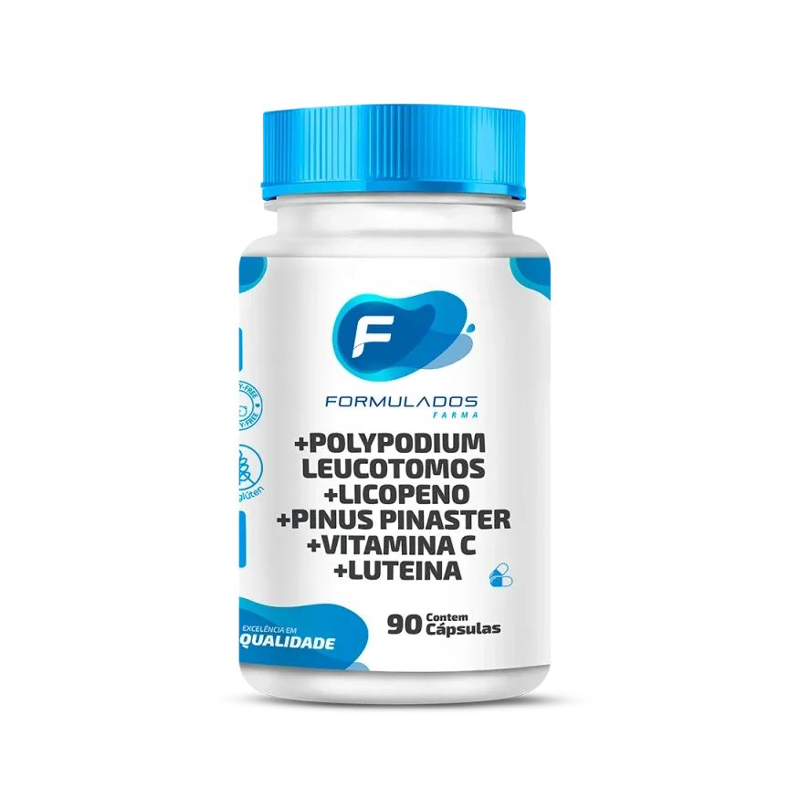 Polypodium Leucotomos 300mg + Licopeno 10mg + Pinus Pinaster 150mg + Vitamina C 50mg + Luteina 10mg 90 cápsulas