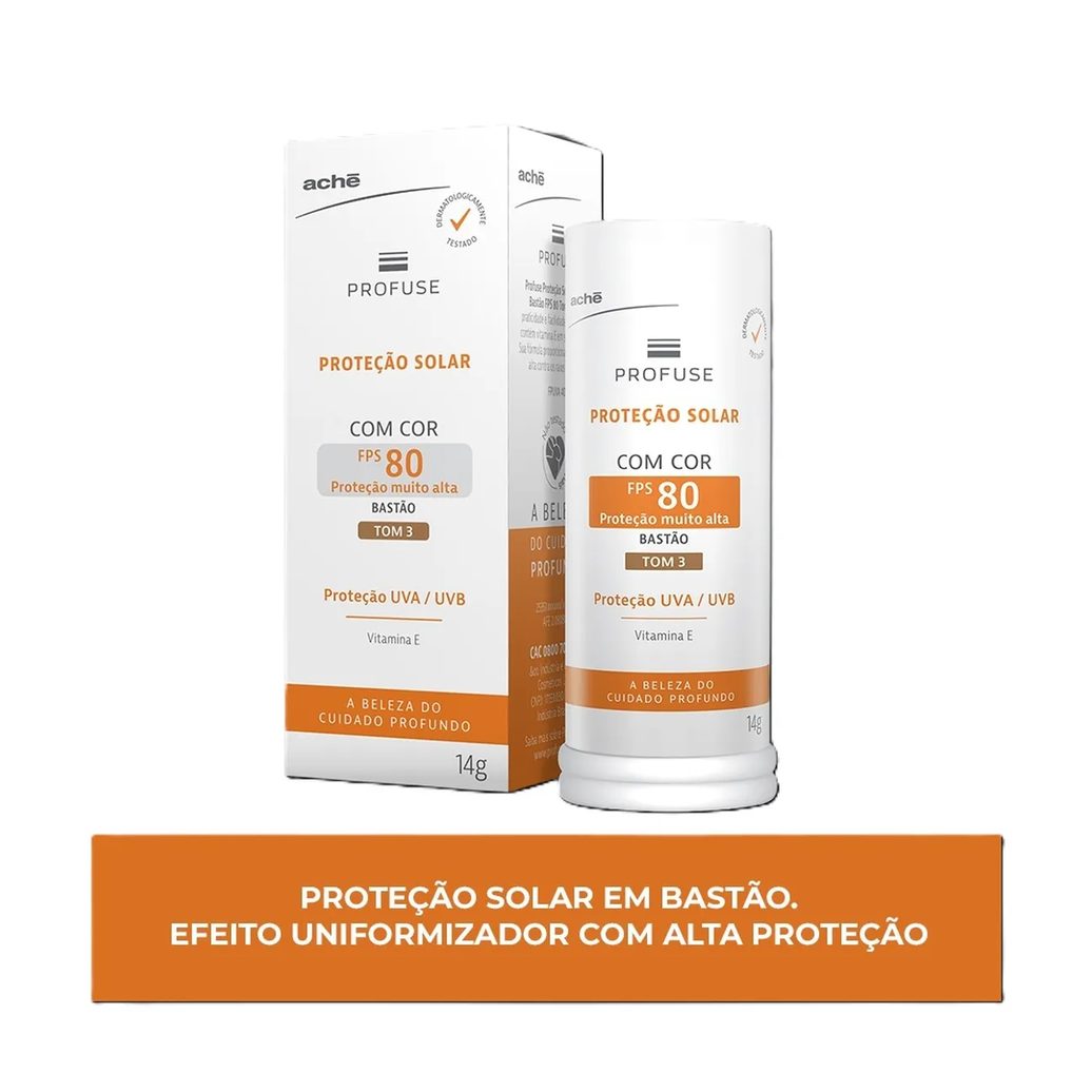 Protetor Solar Facial em Bastão Profuse FPS 80 Tom 3 14g