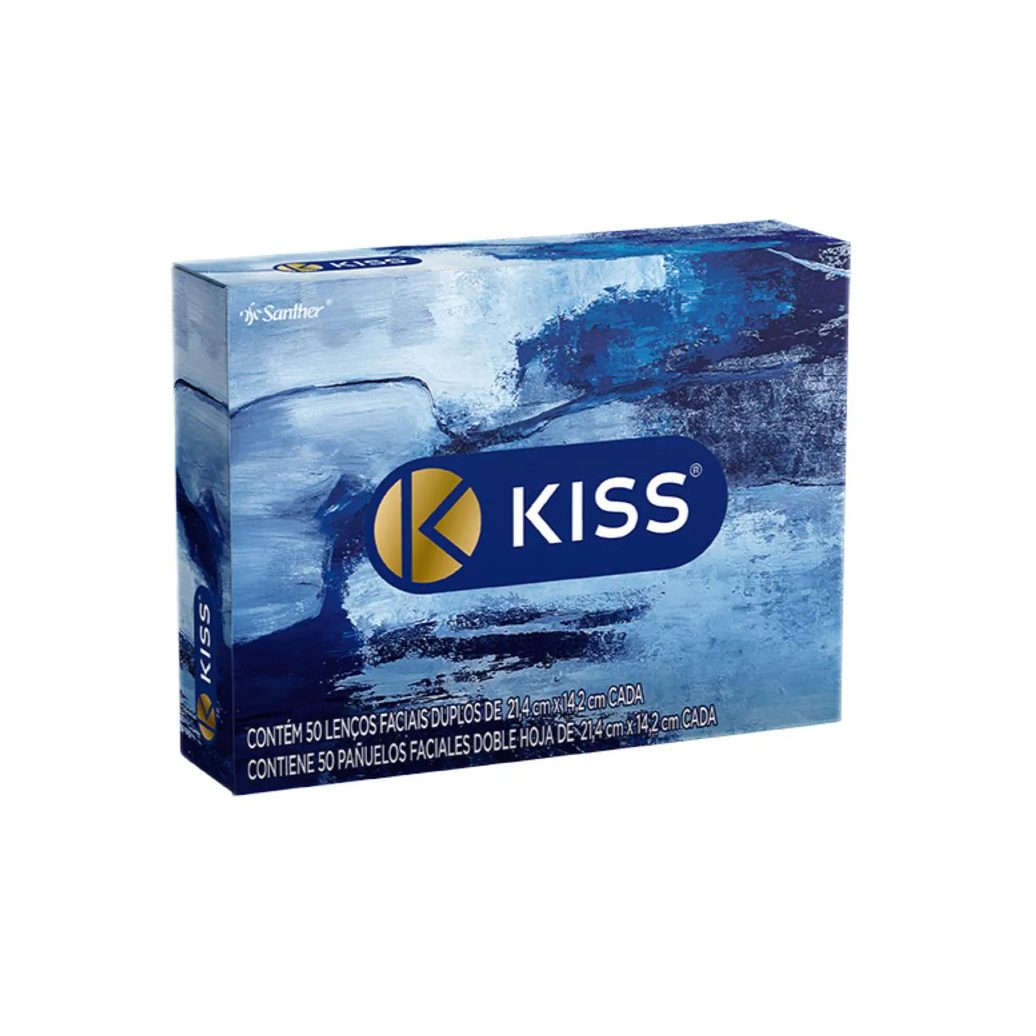 Lenço de Papel Facial Kiss Folha Dupla com 50 Unidades