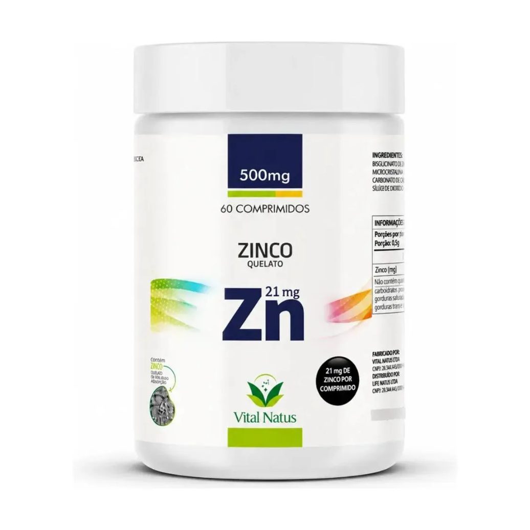 Suplemento Mineral Zinco Quelato 21mg 60 Comprimidos Vital Natus