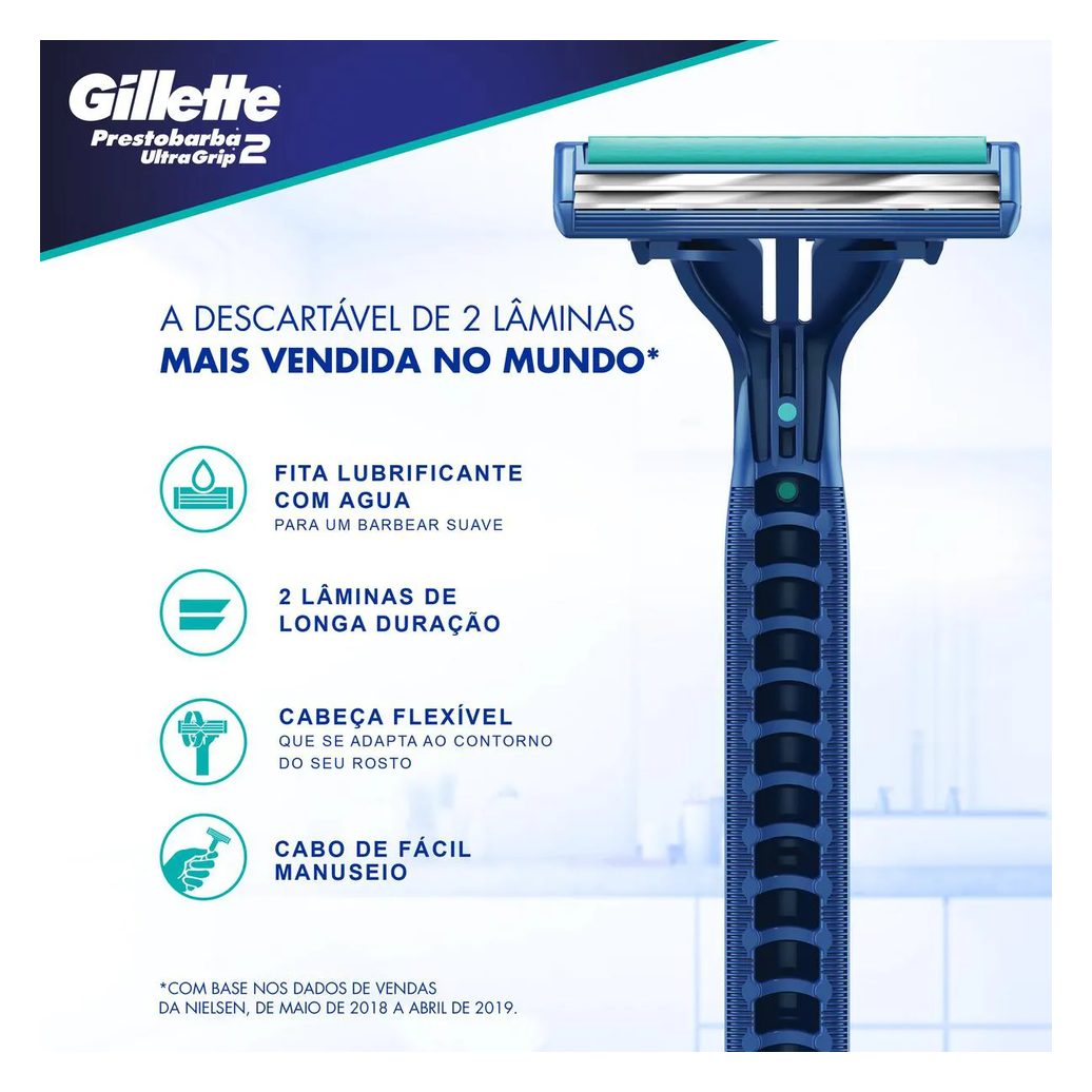 Aparelho de Barbear Gillette Prestobarba Ultragrip2 2 unidades