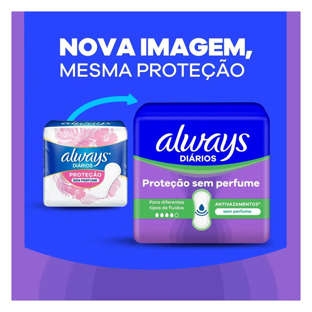 Protetor Diário Always Sem Perfume 80 unidades