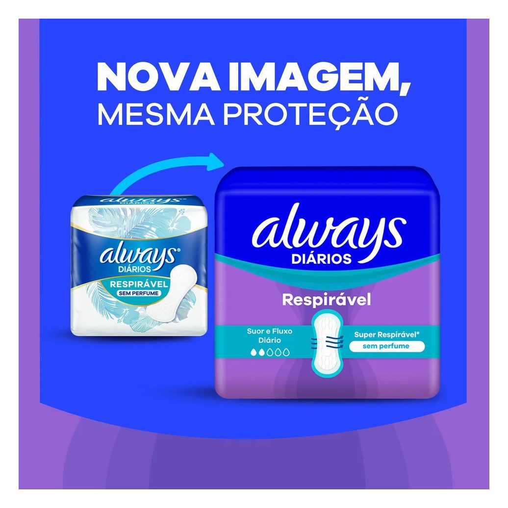 Protetor Diário Always Respirável Sem Perfume 120 unidades