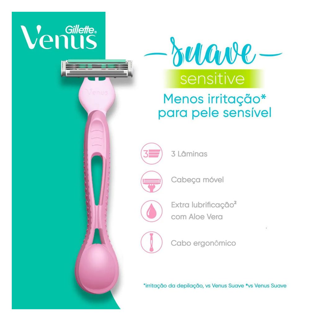 Kit Depilador Descartável Gillette Venus Suave 4 unidades + Vênus Íntima 2 unidades