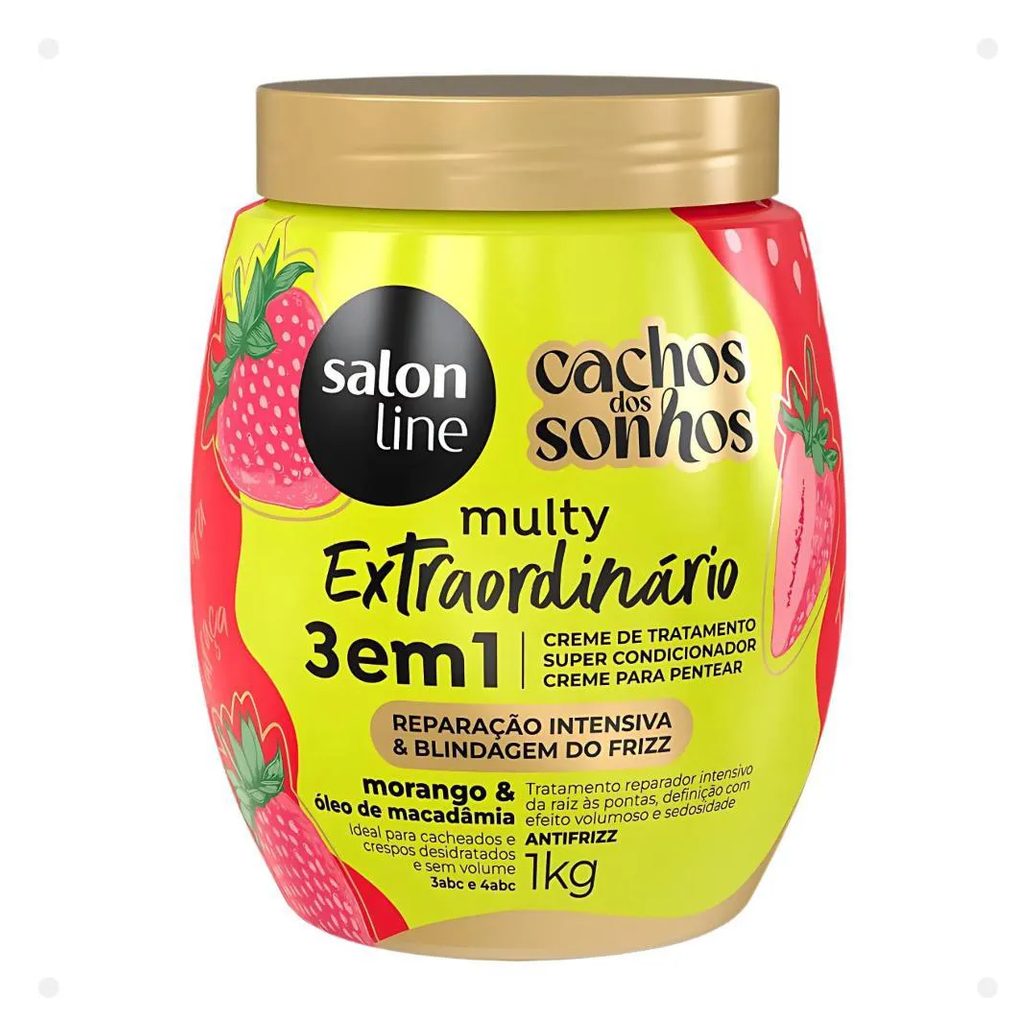Creme de Tratamento 3 em 1 Salon Line Multy Extraordinário Cachos dos Sonhos Morango e Óleo de Macadâmia 1kg