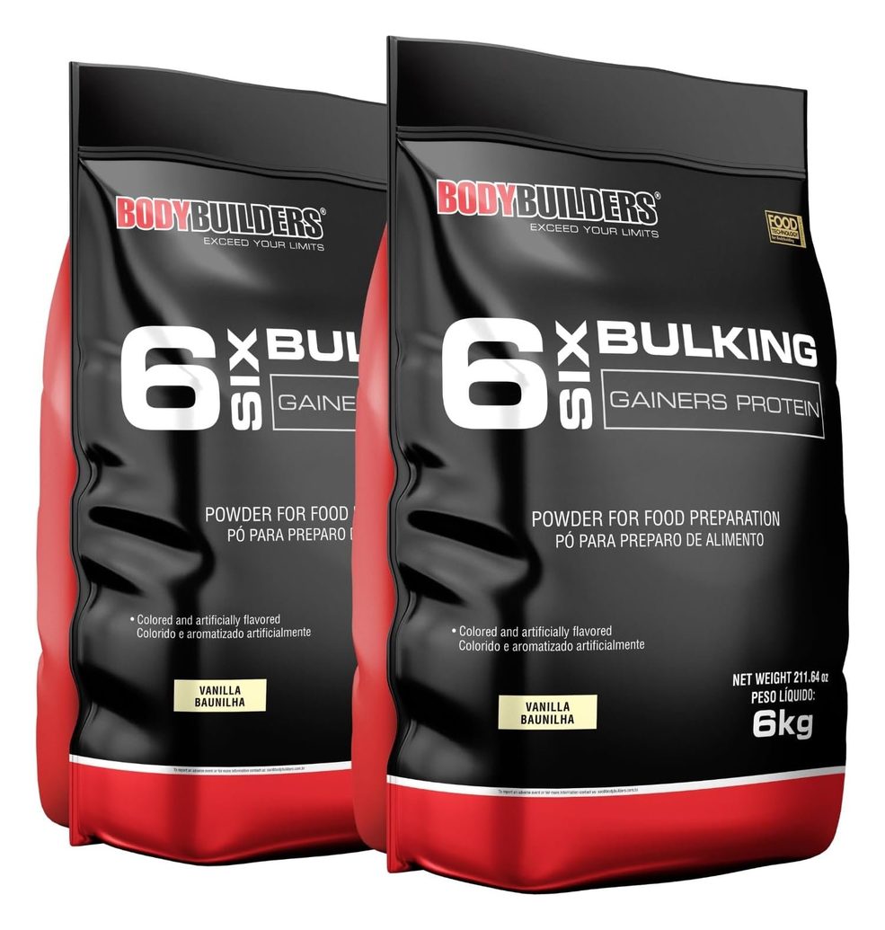 Kit 2x Hipercalórico 6 Six Bulking Baunilha 6kg – Bodybuilders