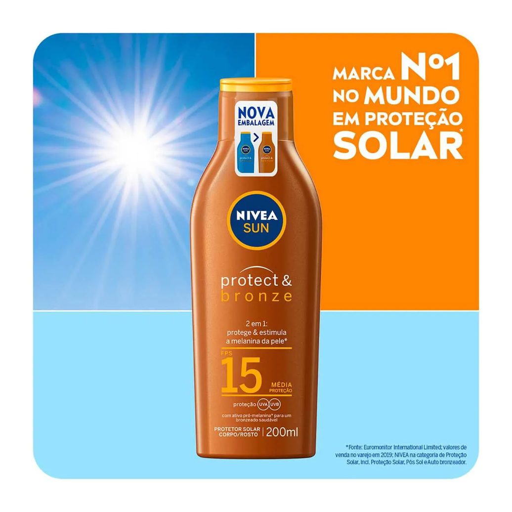 Protetor Solar FPS15 Nivea Sun Protect & Bronze 200ml