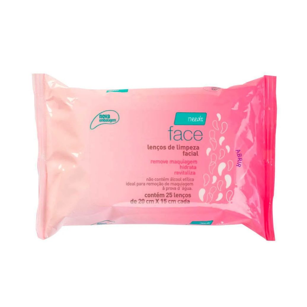 Lenço Demaquilante Needs Face Limpeza Facial 25 Unidades