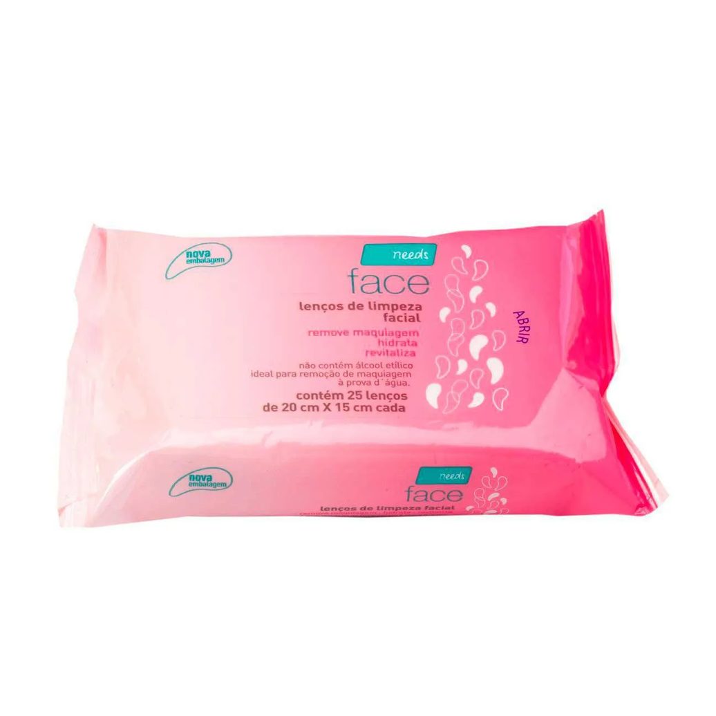 Lenço Demaquilante Needs Face Limpeza Facial 25 Unidades