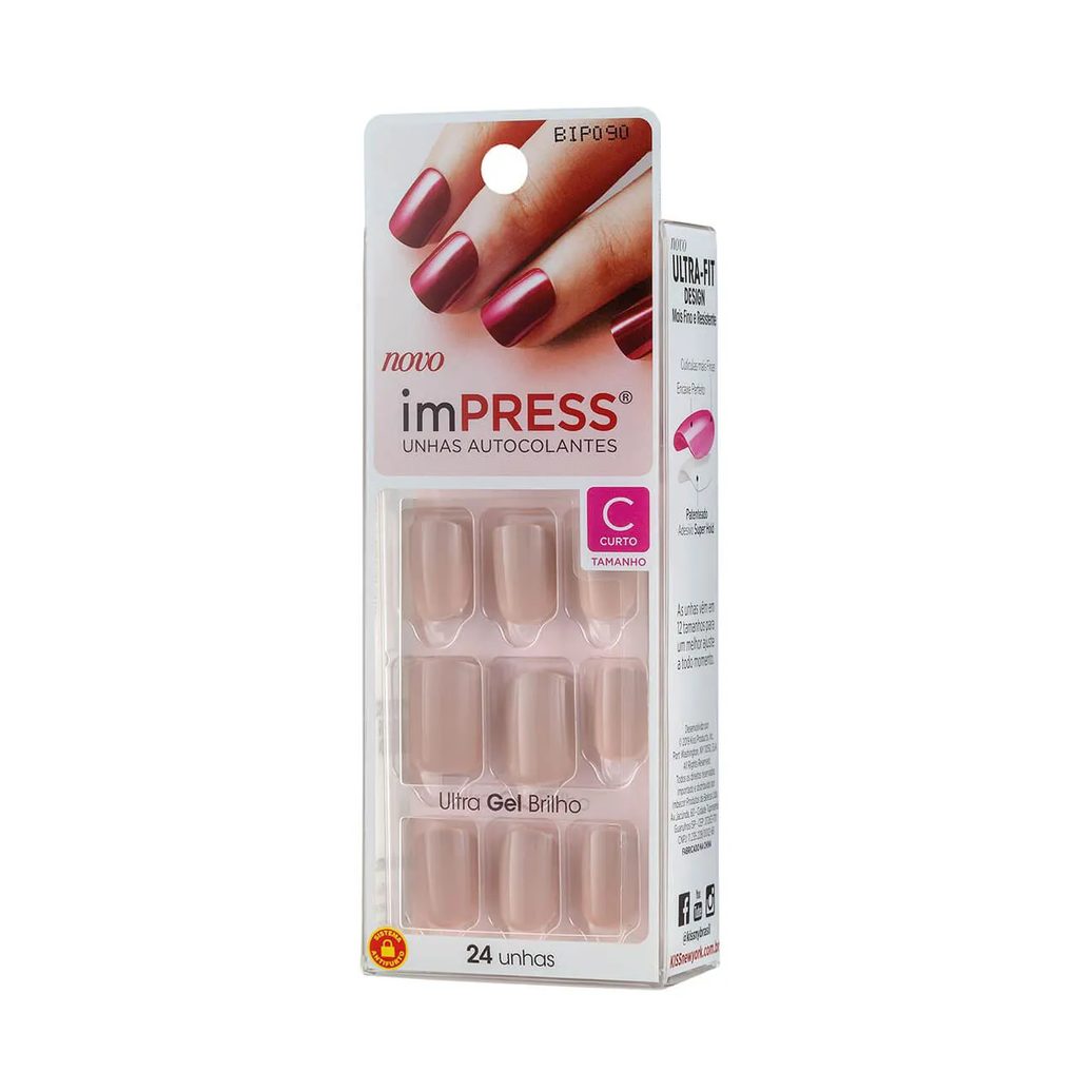 Unhas Autocolantes Impress Girlie Girl Curto com 24 Unidades