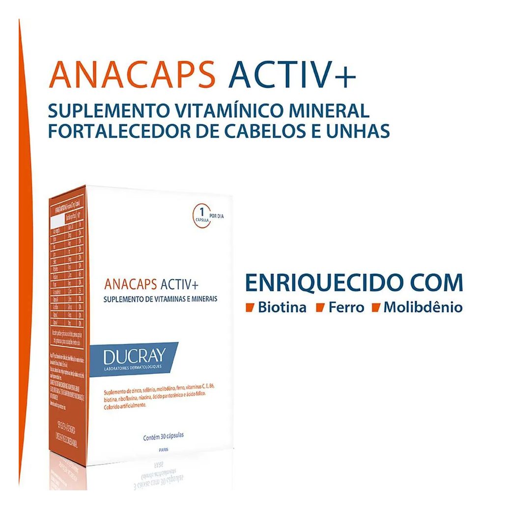 Polivitamínico Anacaps Activ+ Cabelos e Unhas 30 cápsulas