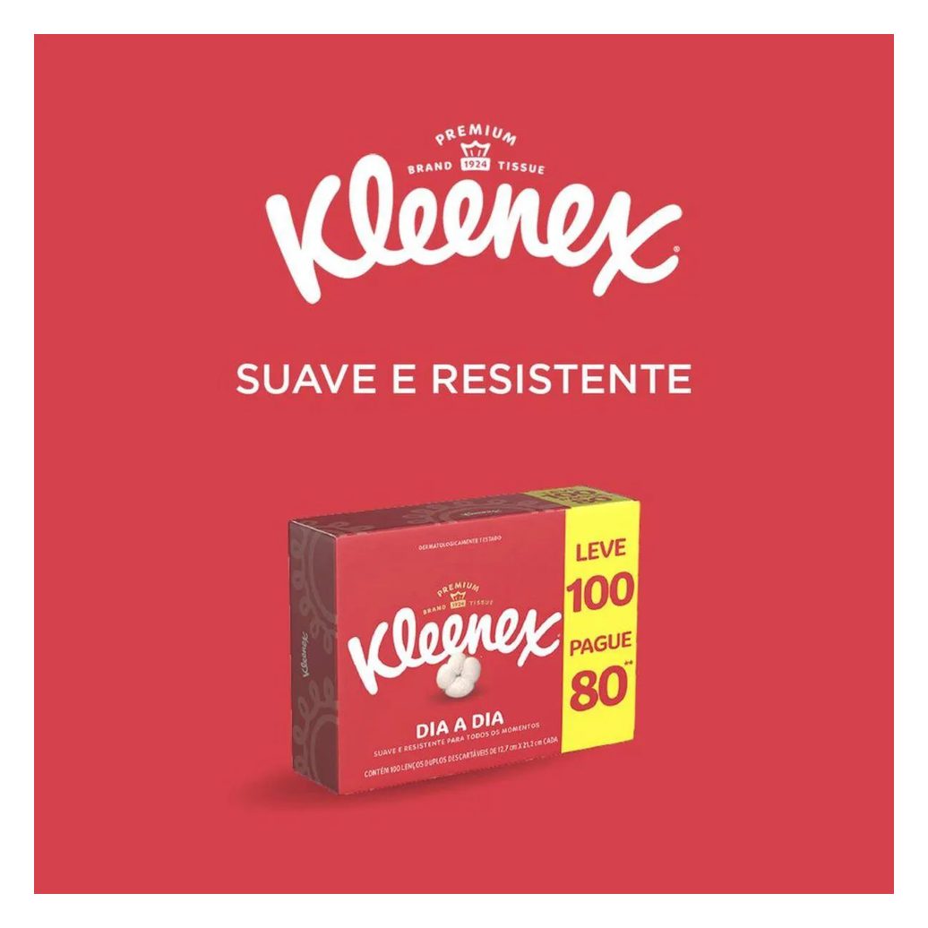 Lenço de Papel Kleenex com 100 Unidades
